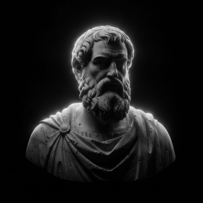 Buste en marbre d'un philosophe stoïcien, emblème d'Esprit Stoïque